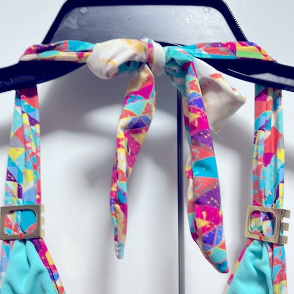 Bar III Aztec Geo Print Halter Top | Skylar Sexy Colorful Boho Blouse Top Small - Picture 11 of 14